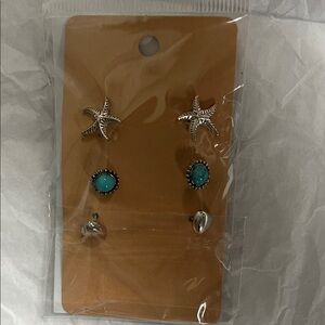 Silver and Turquoise Earring Set